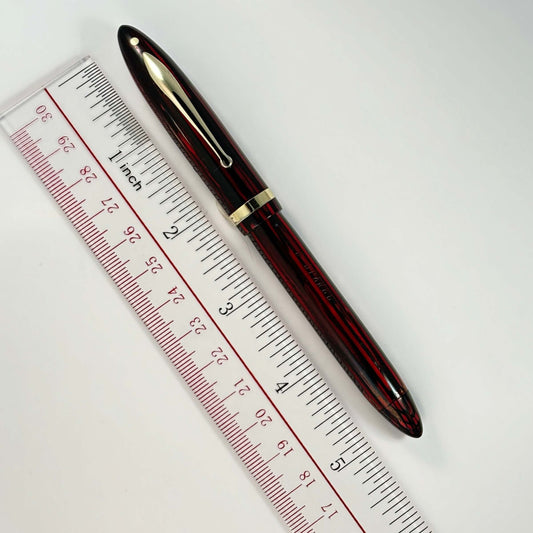 Sheaffer Balance Fountain Pen, Carmine Red Vac-Fil, Lifetime Two-tone Medium Nib Ozark Pen Shop