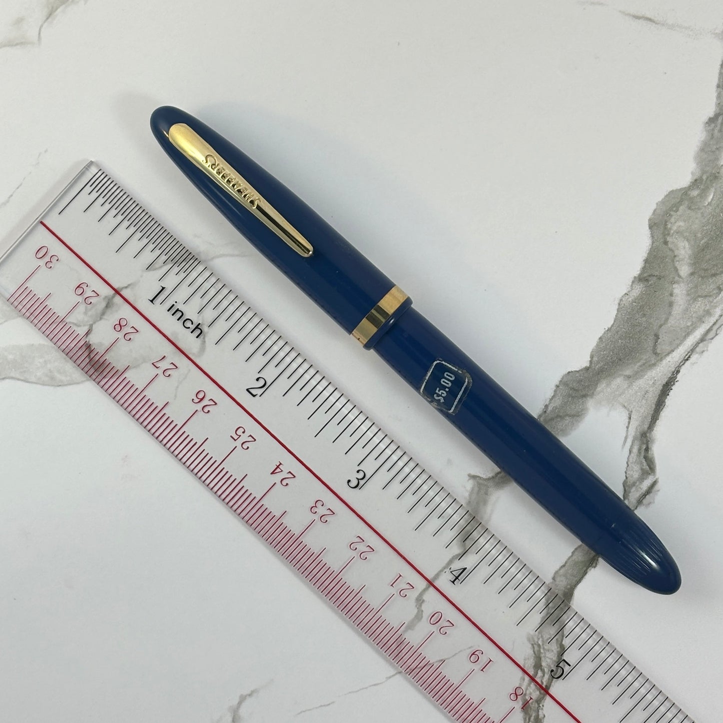 Sheaffer Admiral Touchdown; Persian Blue (still stickered) Ozark Pen Shop