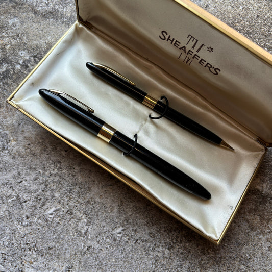 Sheaffer Snorkel Valiant Pen/Pencil Set, Black with Gold Plated Trim