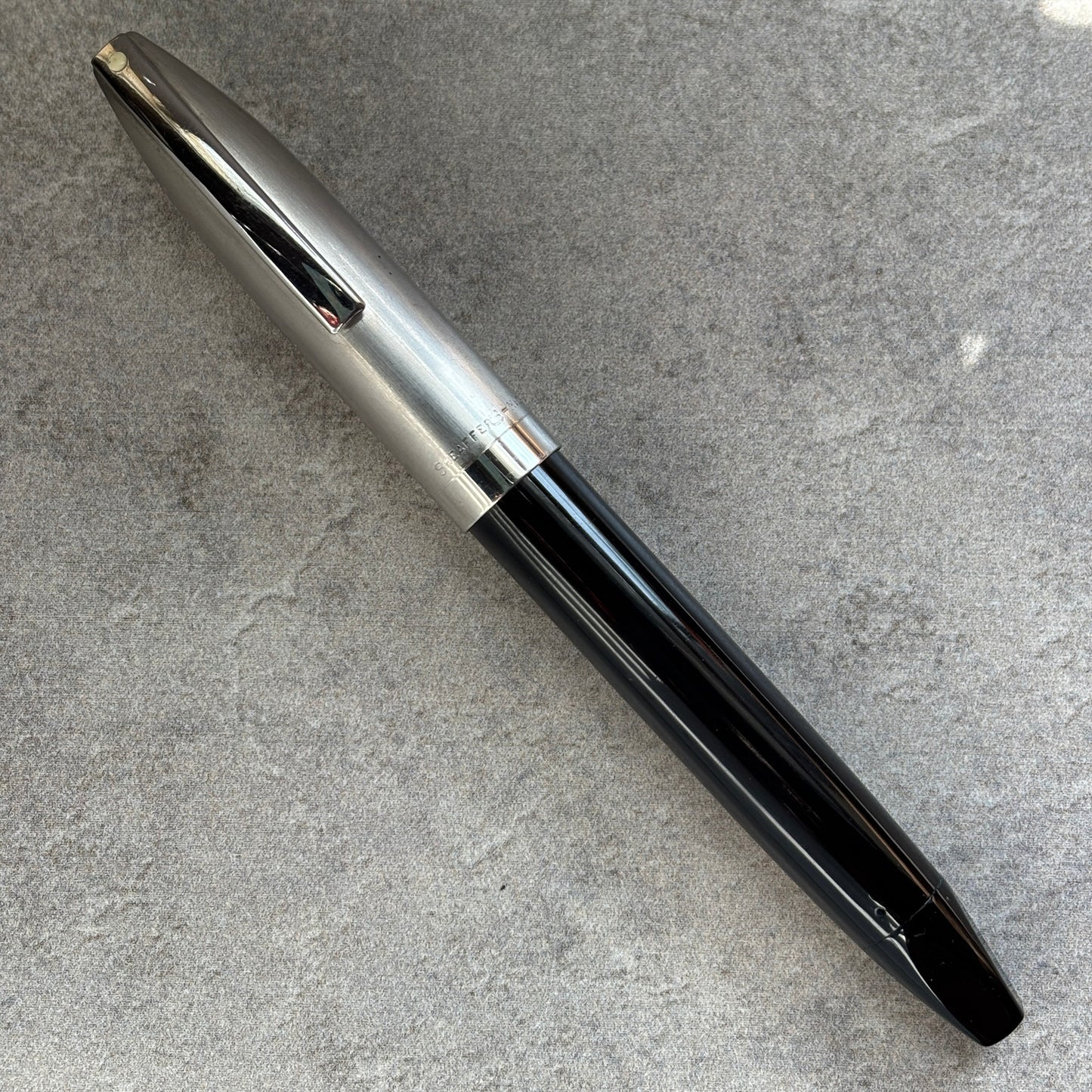 Sheaffer PFM II, Black with Steel Cap, Fully Restored, PdAg Inlaid Nib