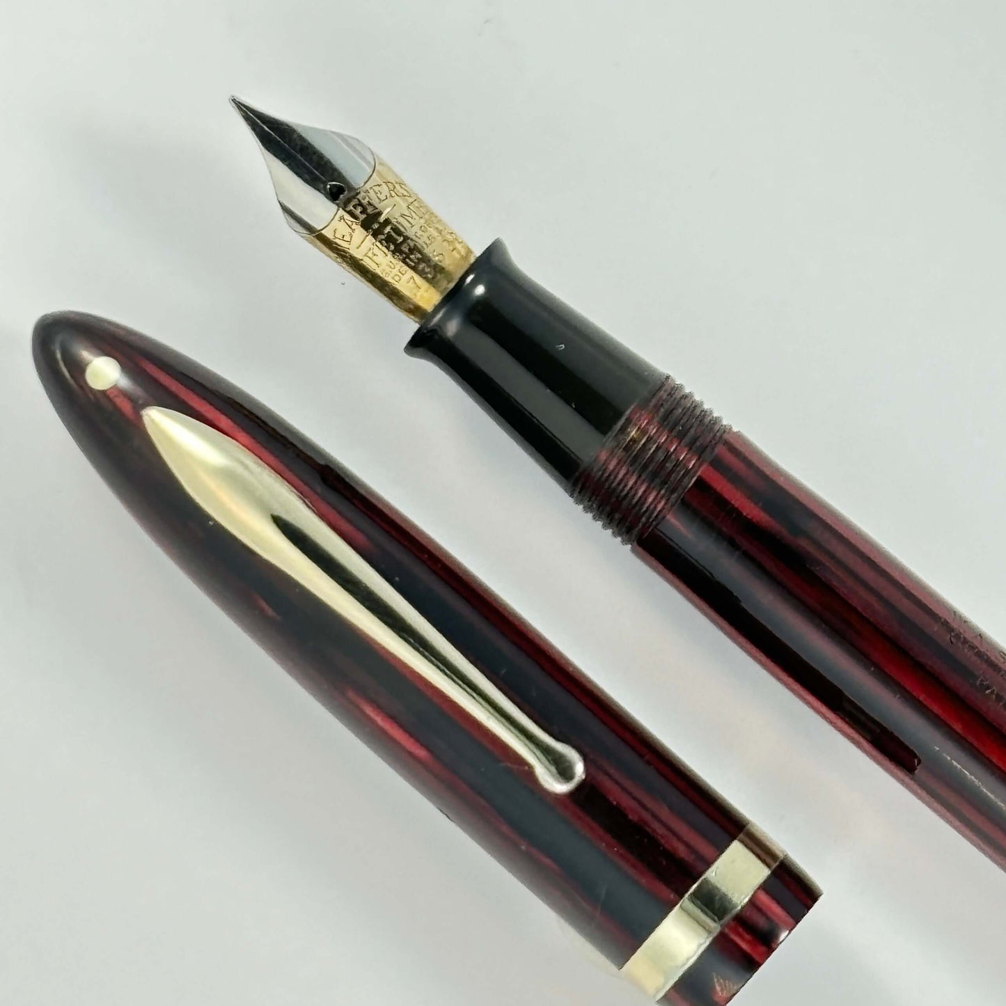 Sheaffer Balance Fountain Pen, Carmine Red Vac-Fil, Lifetime Two-tone Medium Nib Ozark Pen Shop