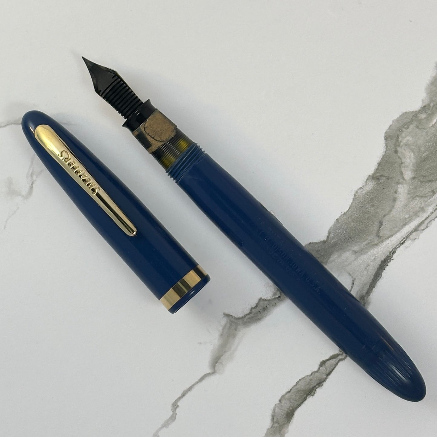 Sheaffer Admiral Touchdown; Persian Blue (still stickered) Ozark Pen Shop