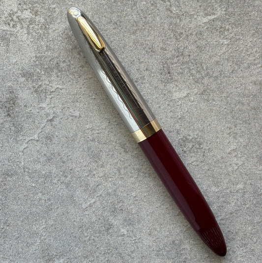 Sheaffer Sentinel Tuckaway, Restored Touchdown Filler, Two-tone Nib, Burgundy