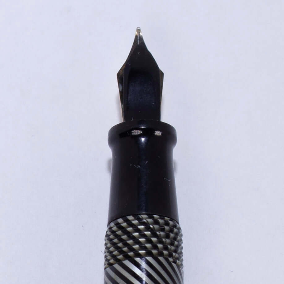 Vacuum-Fil Fountain Pen (Sheaffer Sub Brand), Black and Grey Spiral Finish, Twist Filler, Flexy 12K Gold nib Ozark Pen Shop