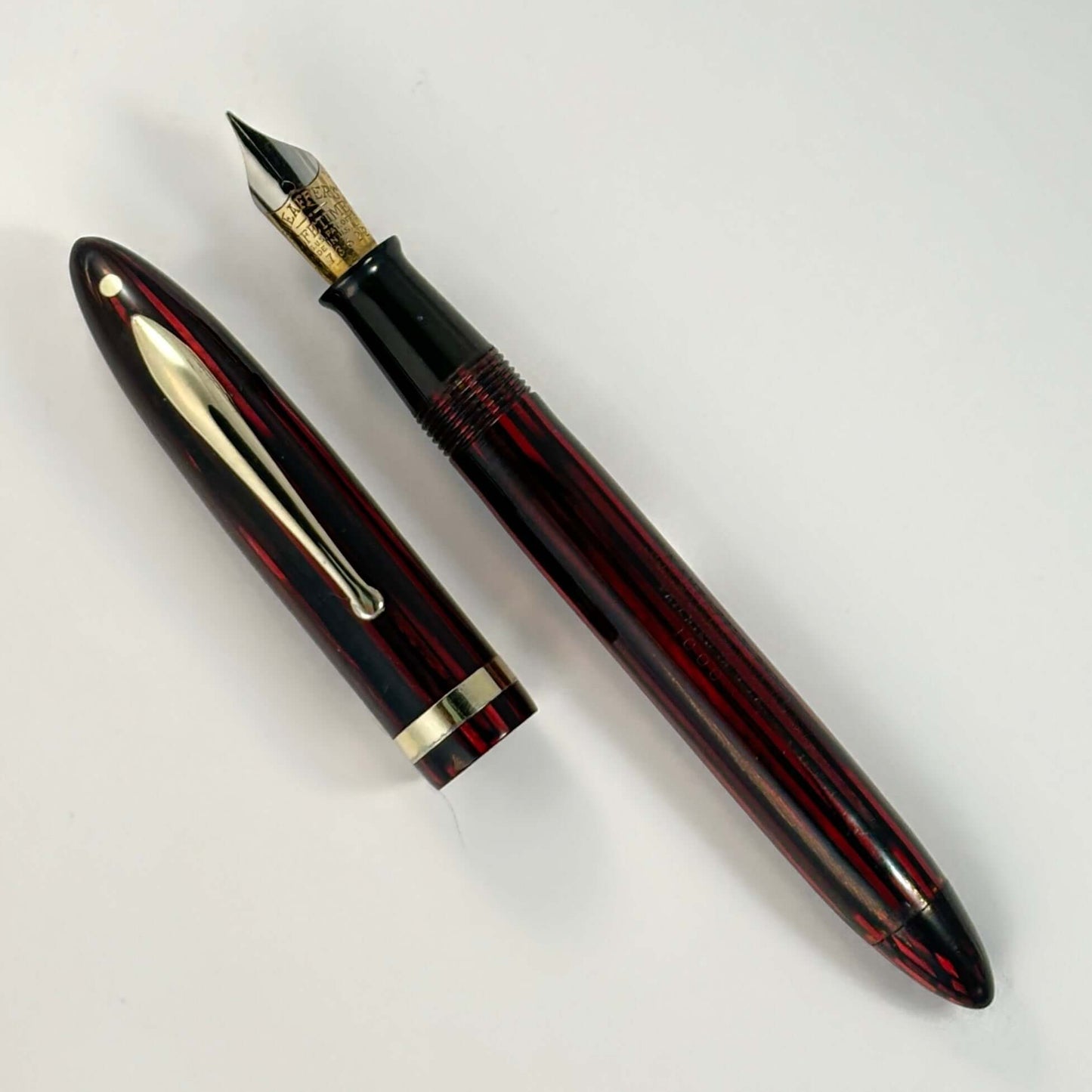 Sheaffer Balance Fountain Pen, Carmine Red Vac-Fil, Lifetime Two-tone Medium Nib Ozark Pen Shop