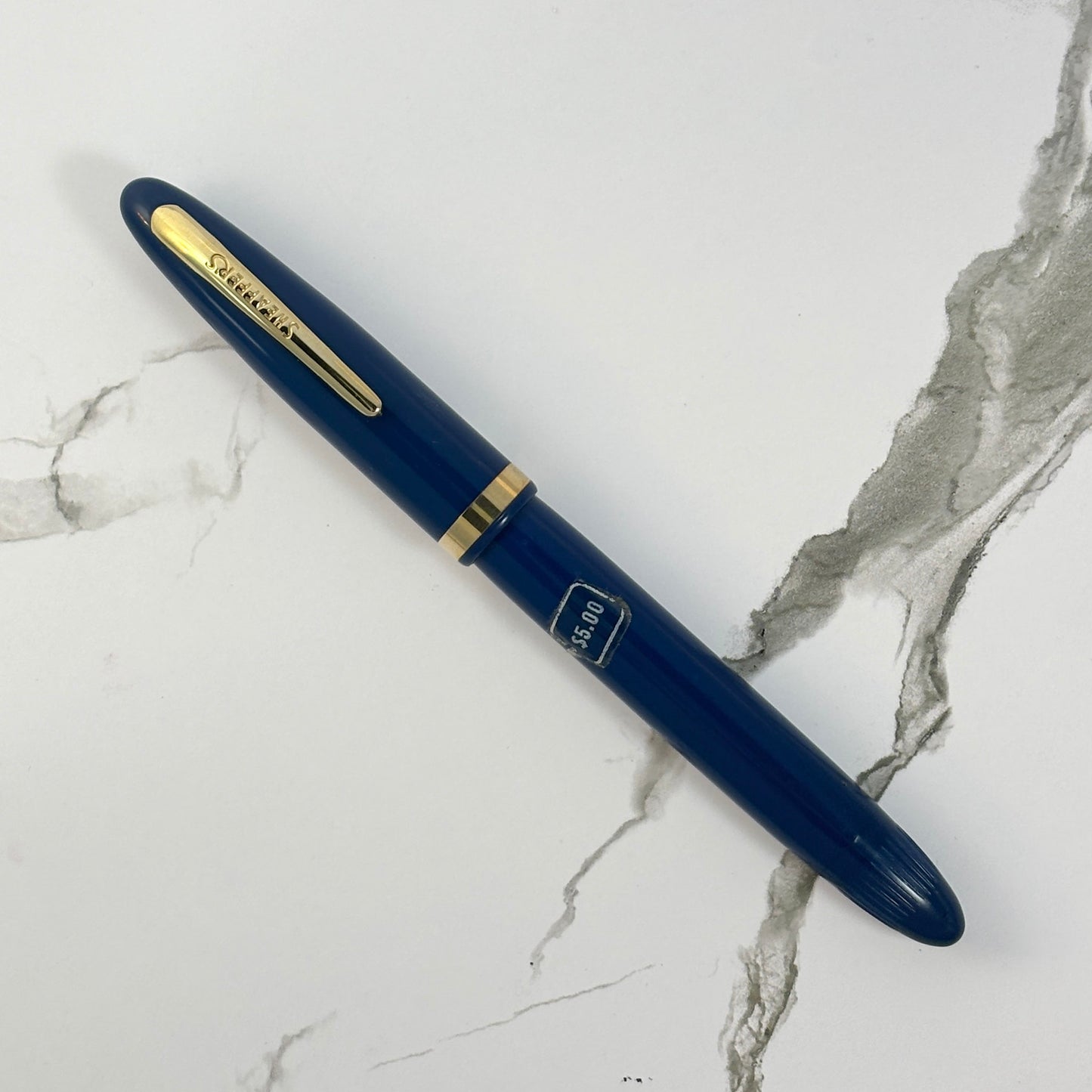 Sheaffer Admiral Touchdown; Persian Blue (still stickered) Ozark Pen Shop