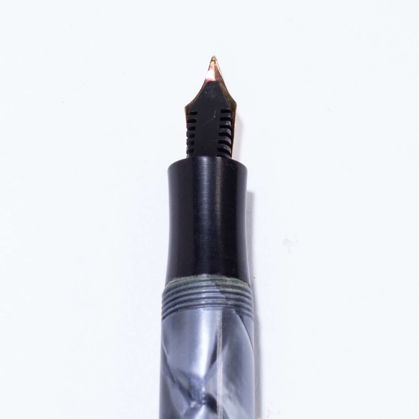 Merlin 33 Fountain Pen, Blue Marble, Gold Trim 14K Merlin Nib, Flexible, Button Filler with New Sac Installed Ozark Pen Shop
