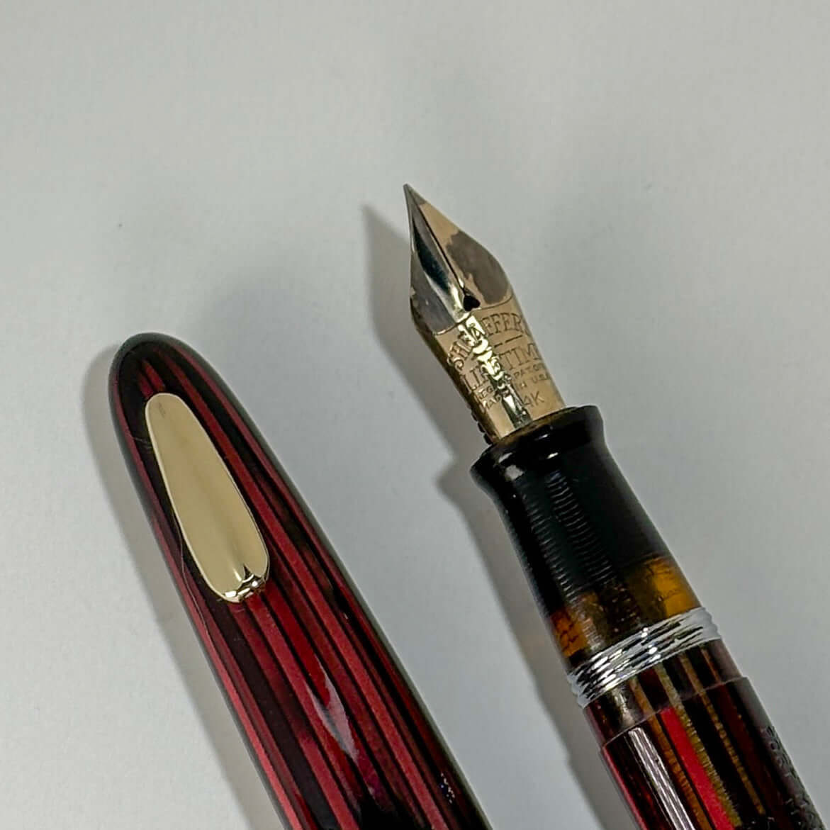 1940s Sheaffer Tuckaway Restored Vac-Fil, Carmine Red  Ozark Pen Shop