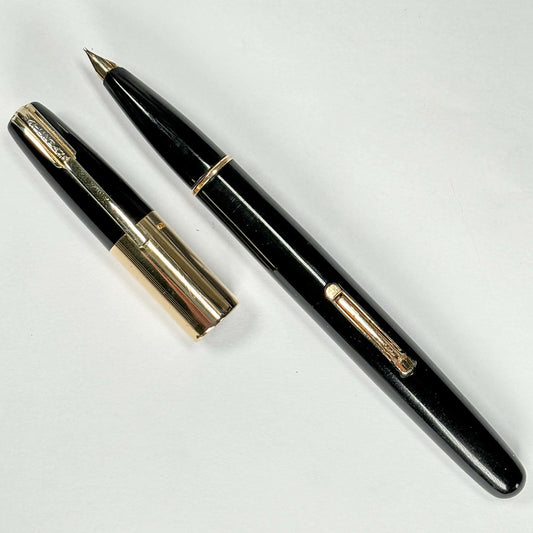 Waterman Taperite Citation, Restored Fountain Pen, Black with Gold Filled Trim, Lever Filler Ozark Pen Shop