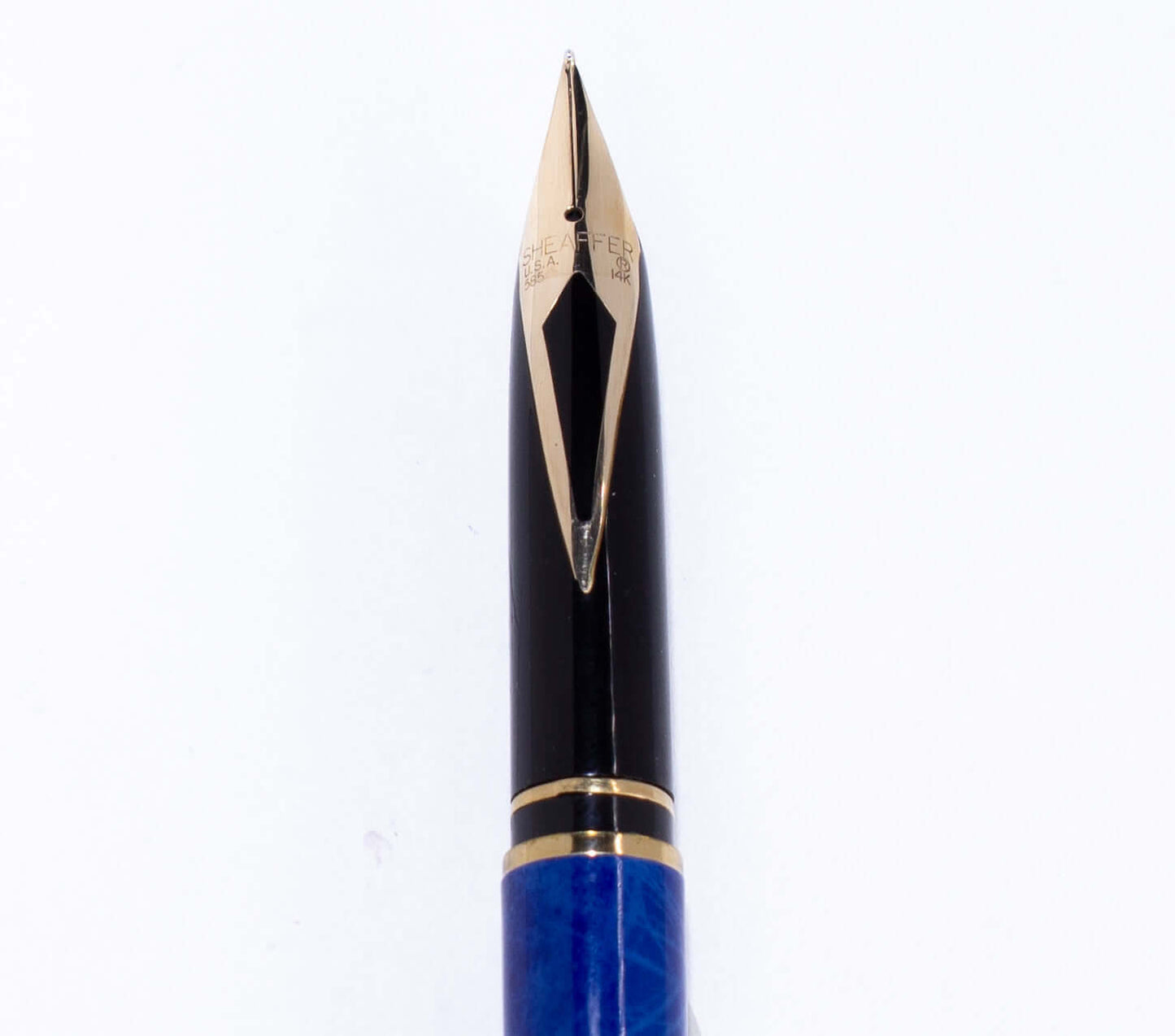 Sheaffer Slim Targa Fountain Pen, Blue Ronce Lacquer Finish, 23K Electroplate trim and Clip 14K Medium Nib Ozark Pen Shop