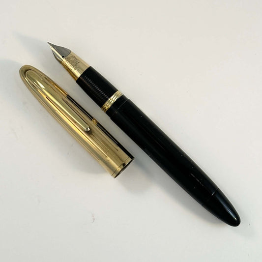 Sheaffer Crest Fountain Pen, Black with Gold Filled Cap, Two-tone 14K Fine nib Ozark Pen Shop