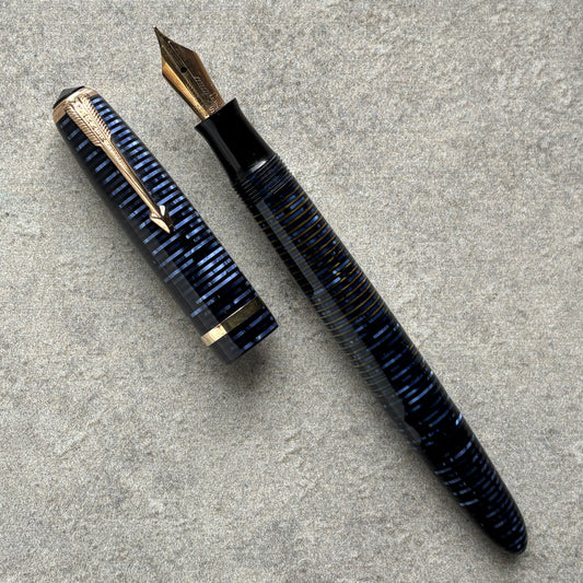 Parker Vacuumatic Debutante, Fine 14K Parker Nib, Azure Blue Pearl
