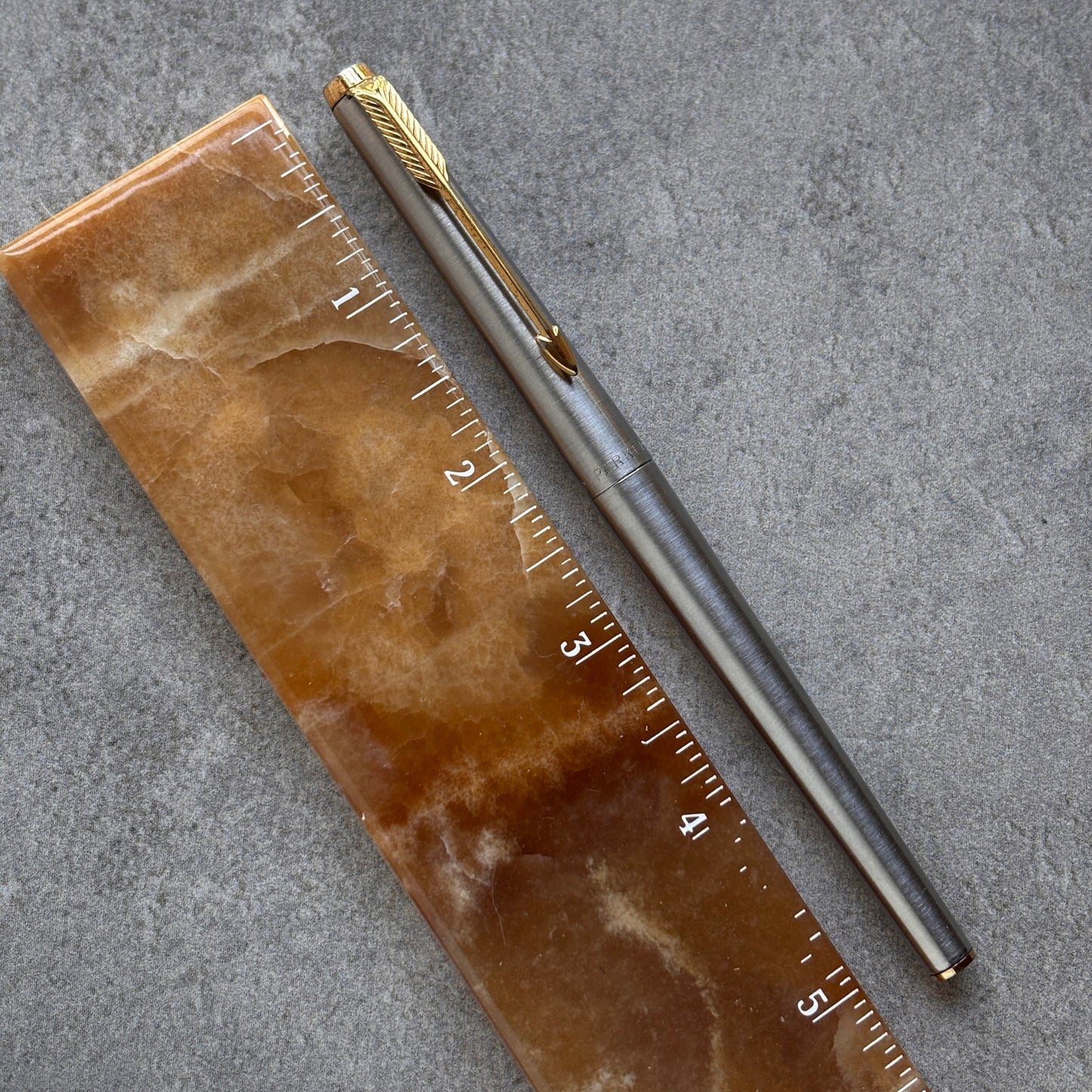 Parker 180 Flighter Fountain Pen, Brushed Stainless Steel with Gold Plated Trim