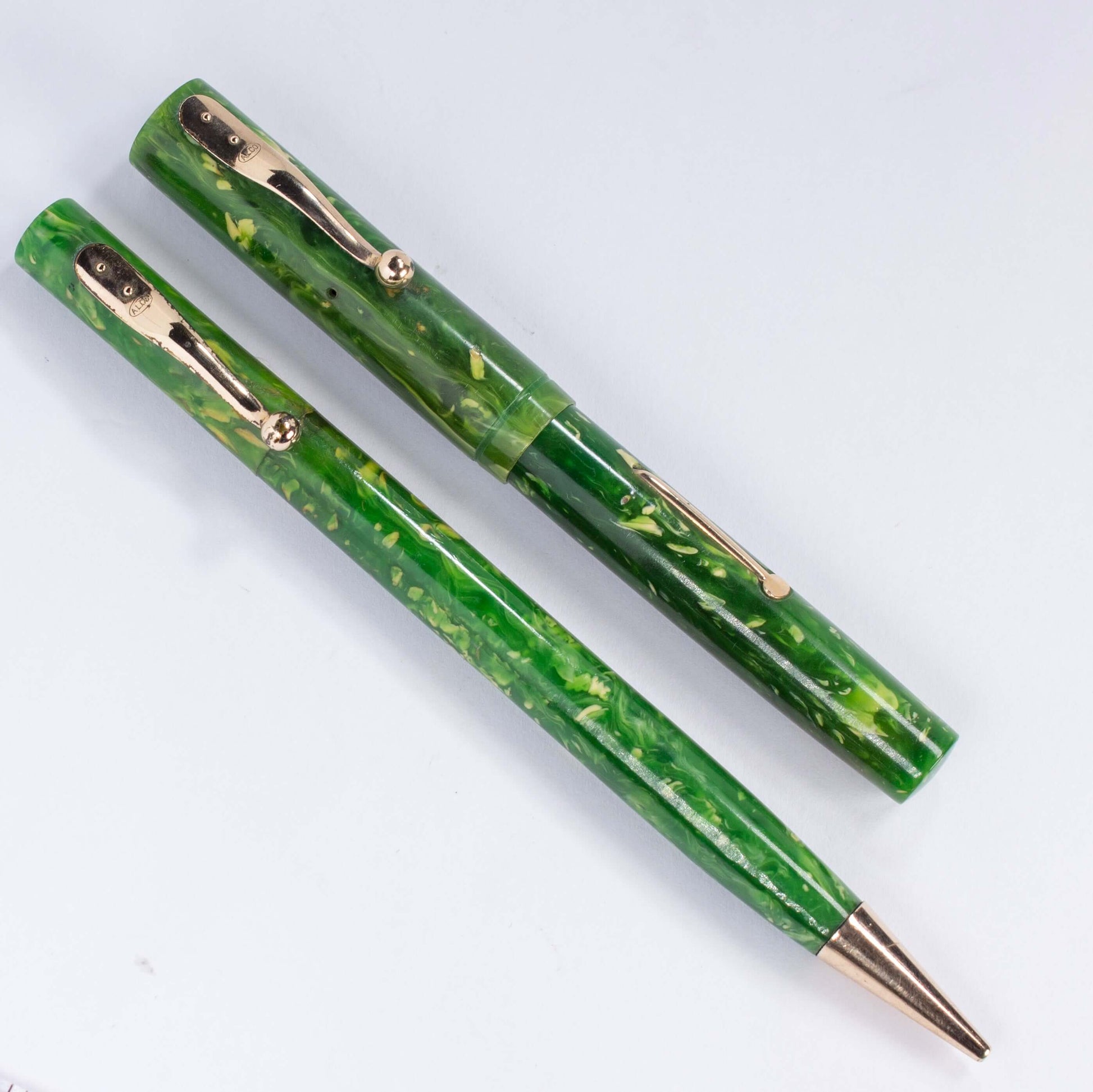 Aikin Lambert "Mercantile" Fountain Pen/Pencil Set, Jade Green, Flex Nib  Ozark Pen Shop