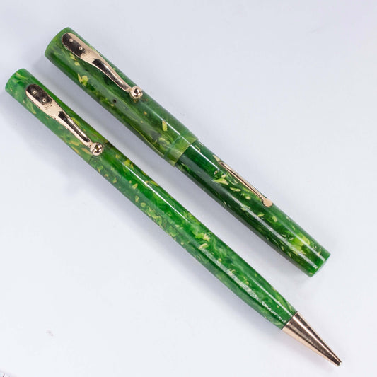 Aikin Lambert "Mercantile" Fountain Pen/Pencil Set, Jade Green, Flex Nib  Ozark Pen Shop