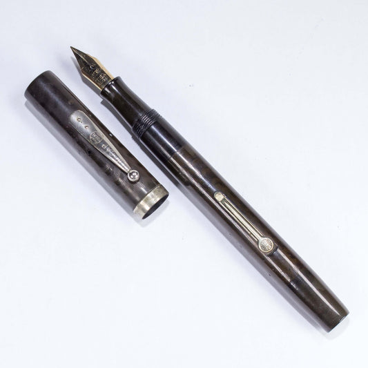 Waterman 55 Fountain Pen, Chased Black Hard Rubber, Nickel Plated Clip and Cap Band Ozark Pen Shop