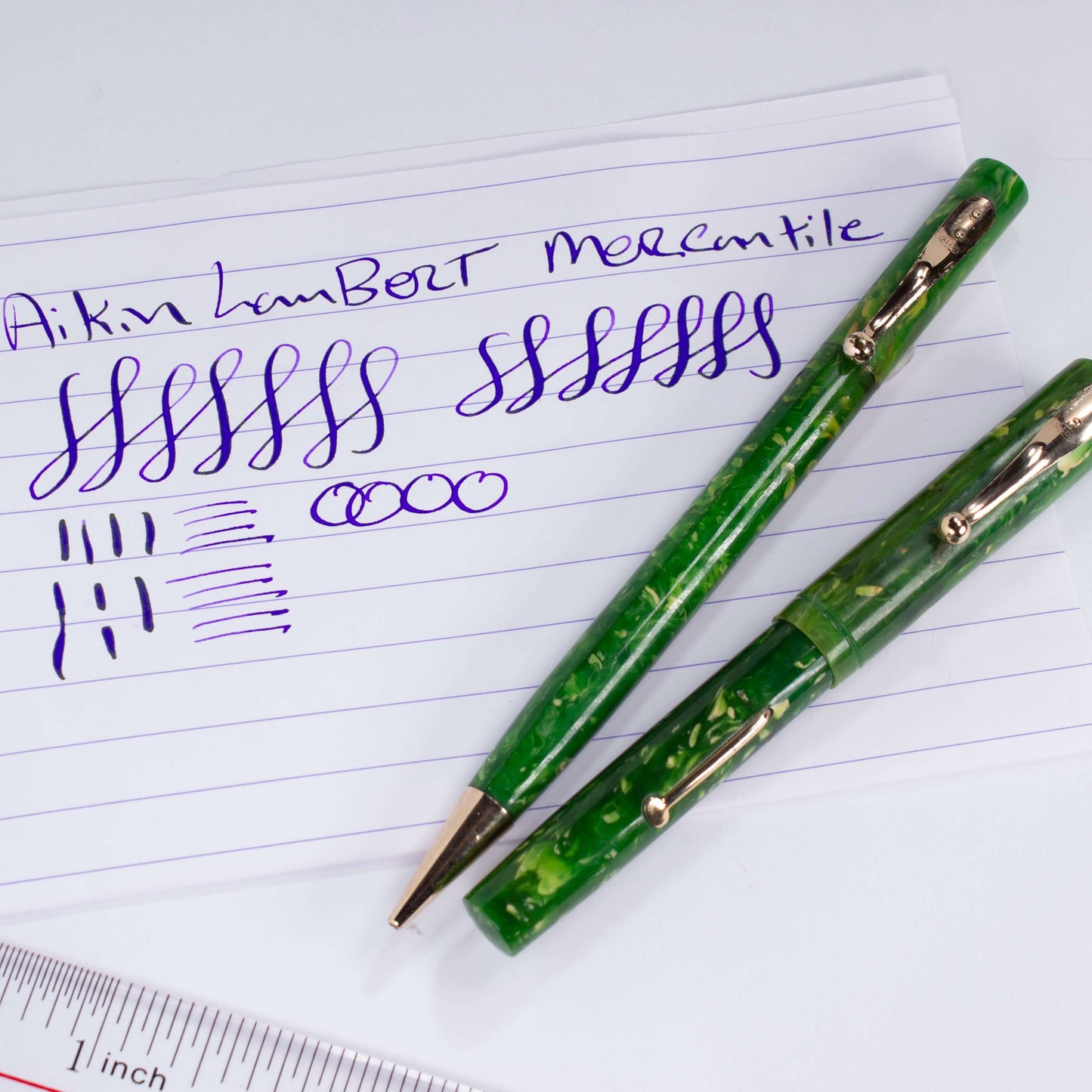 Aikin Lambert "Mercantile" Fountain Pen/Pencil Set, Jade Green, Flex Nib  Ozark Pen Shop