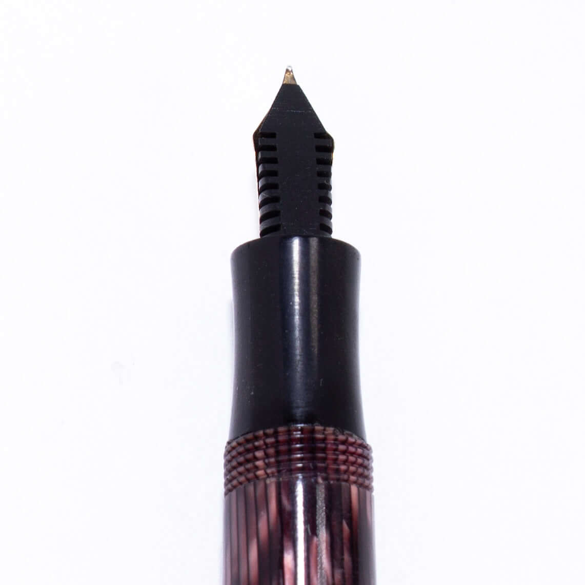 Merlin 33 Fountain Pen, Pink Stripe, Gold Trim 14K Merlin Nib, Flexible, Button Filler with New Sac Installed Ozark Pen Shop