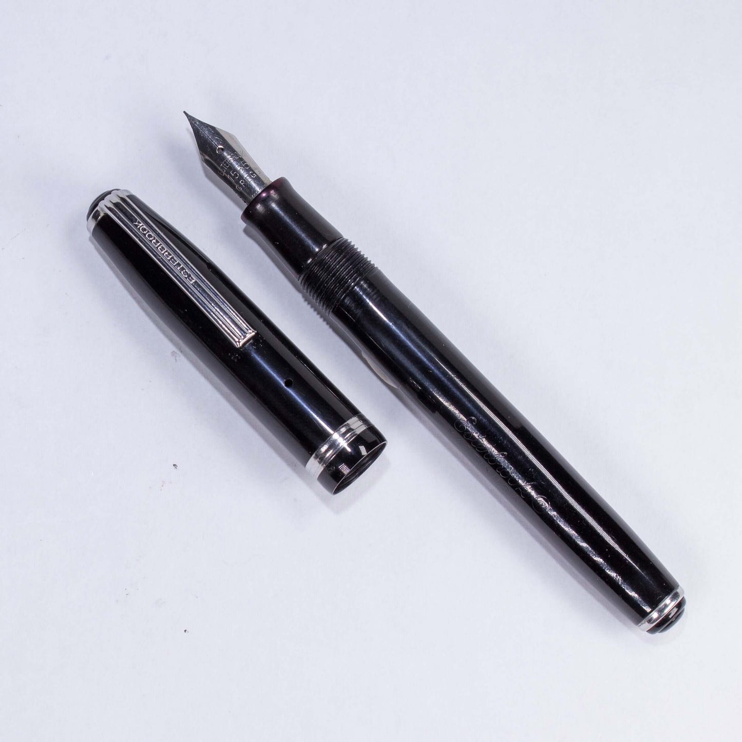 Esterbrook Model SJ Fountain Pen, Black, Restored Lever Filler, #1555 Firm Fine Gregg nib, Double Jewel Ozark Pen Shop