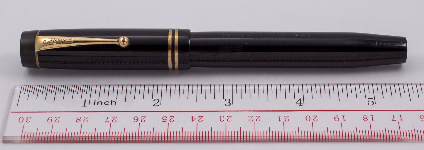 Fully restored, Parker Senior Duofold Fountain Pen, Two cap Bands, Button Filler Parker Senior Duofold Ozark Pen Shop