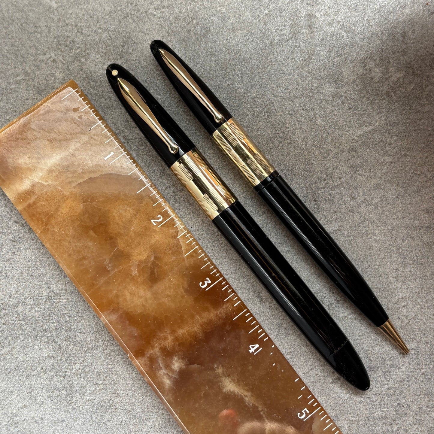 Sheaffer Triumph Vac-fil, Pen/Pencil Set, Two-tone Medium Nib, Extra Wide Band