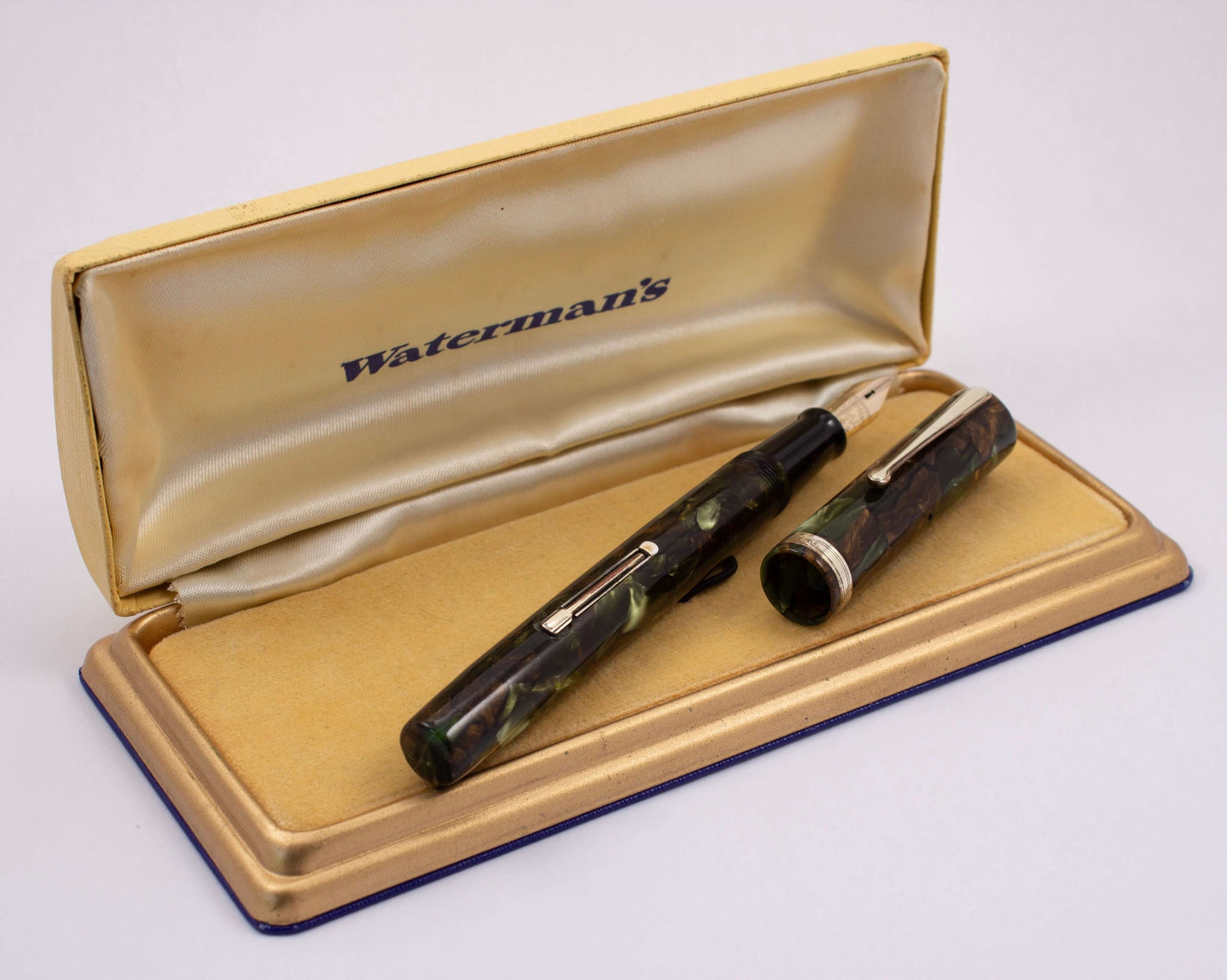 Waterman 94 Restored Fountain Pen, Moss-Agate, Fine Rigid Keyhole Nib Waterman's Ozark Pen Shop