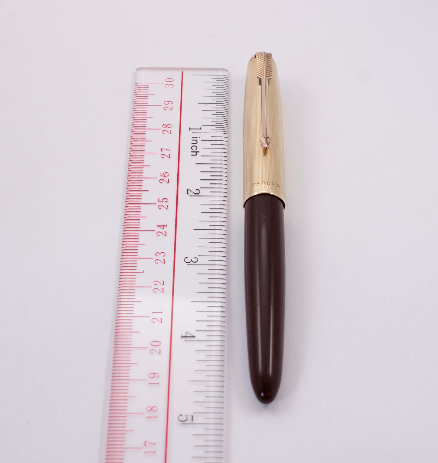 Parker 51 Demi Vacumatic, Cordovan Brown, Gold Filled Lined Cap, Fine 14K gold nib Parker 51 Fountain Pen Ozark Pen Shop