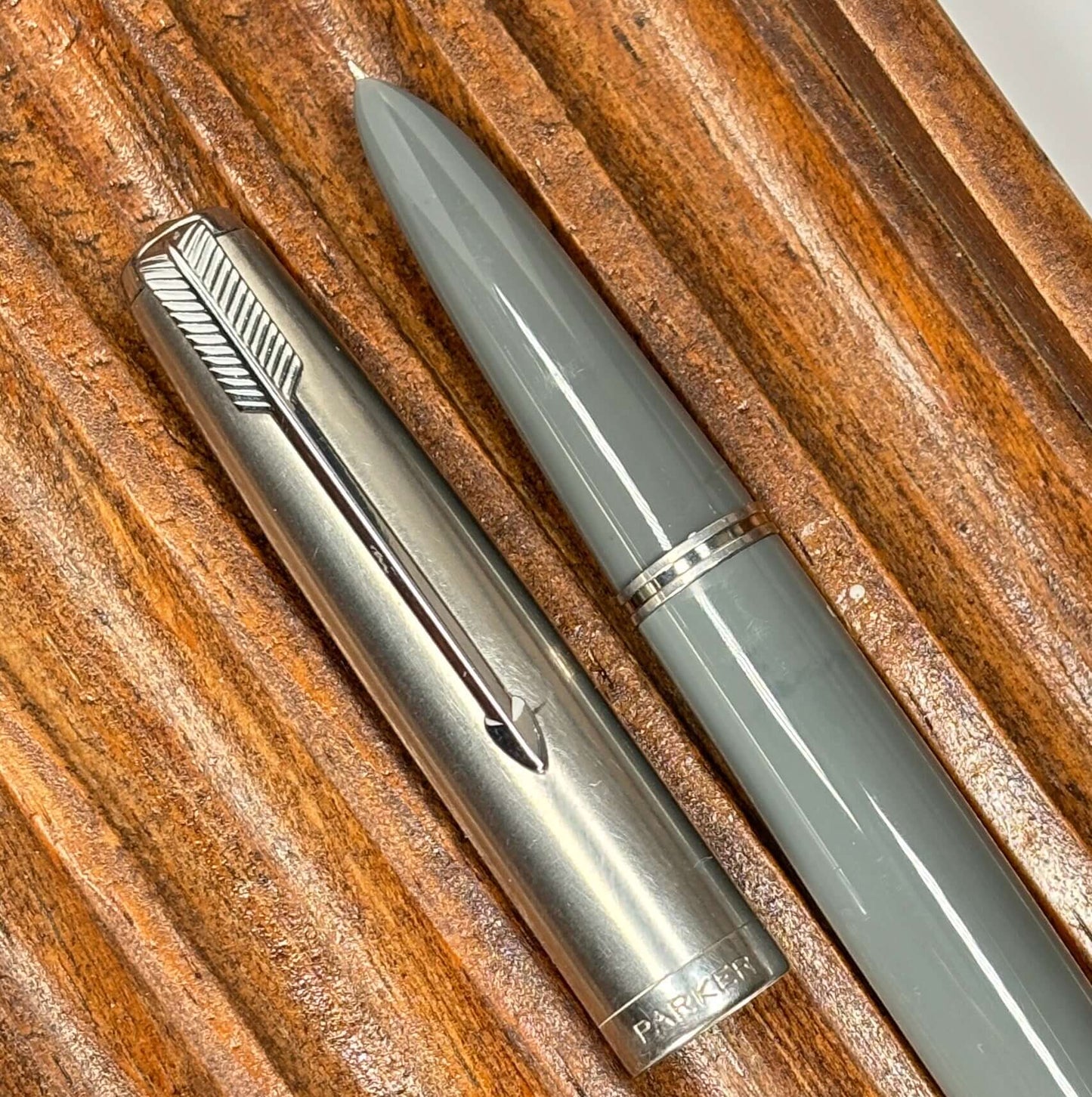 Dove Grey Parker 51, Vacumatic Filler Fountain Pen with 14K Fine Nib Ozark Pen Shop