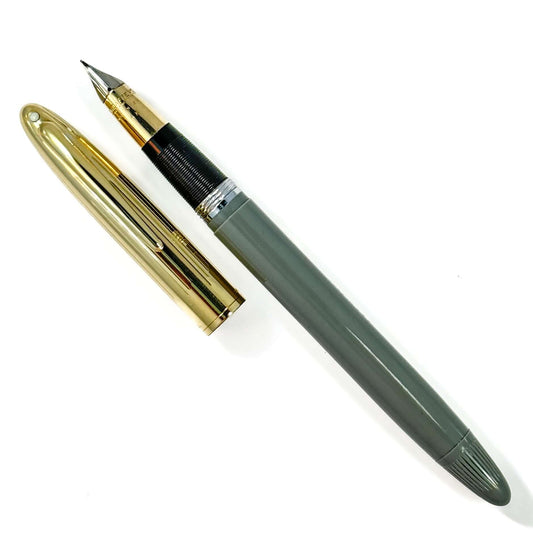 Sheaffer Snorkel Crest Set, Pastel Grey with Gold Filled Cap, 14K Two-tone Triumph Medium Nib, Ozark Pen Shop