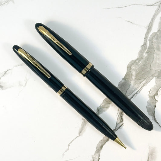 Sheaffer Admiral Touchdown Pen and Pencil Set; Made in Canada, 14K medium Nib Ozark Pen Shop