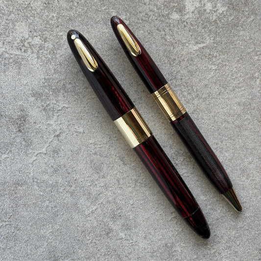 Sheaffer Valiant Pen/Pencil Set, Carmine Red with Gold-Filled Trim