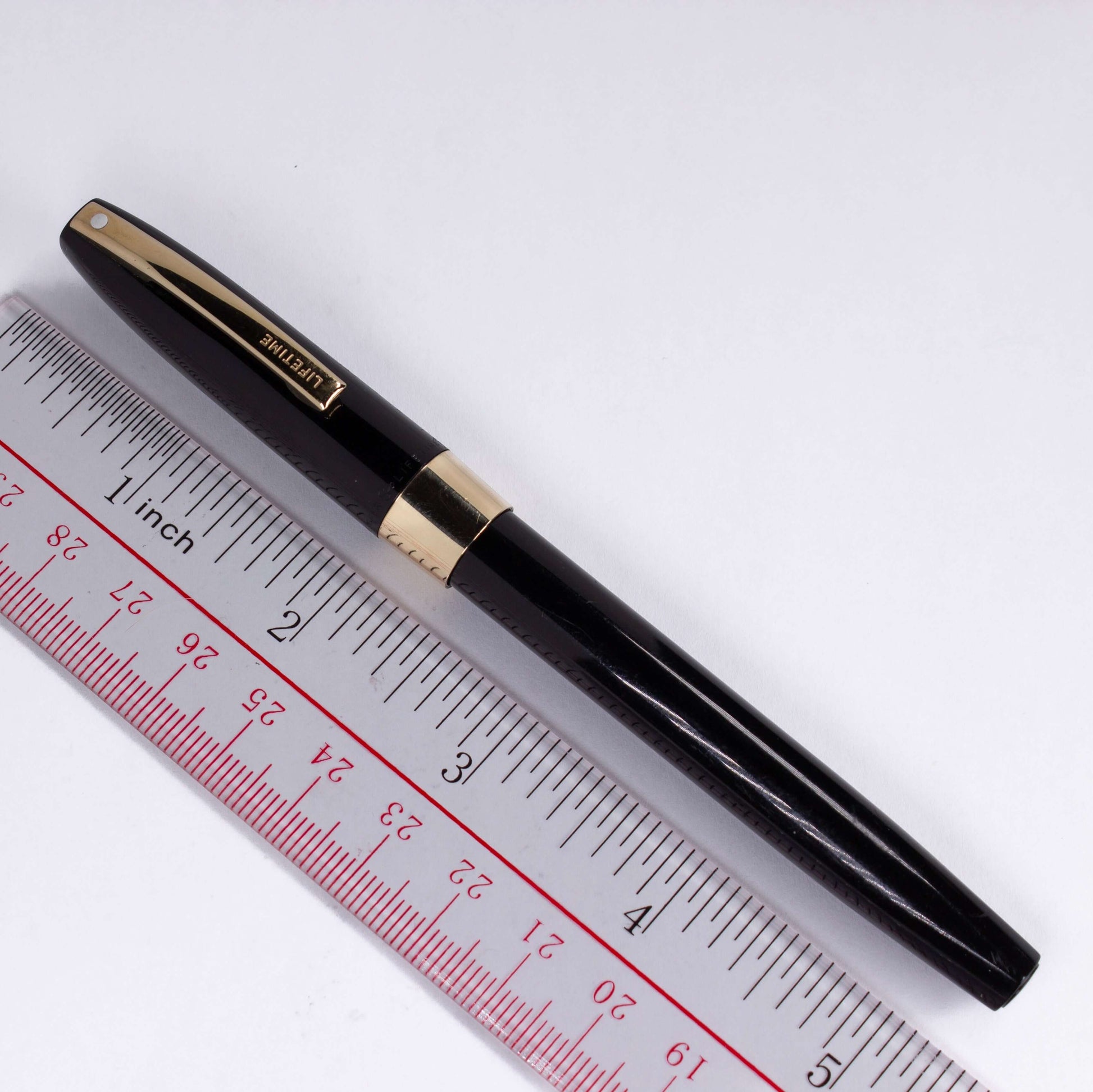 1963 Sheaffer Lifetime Imperial Fountain Pen, Black Cap and Barrel, 14K inlay nib. Sheaffer Lifetime Ozark Pen Shop