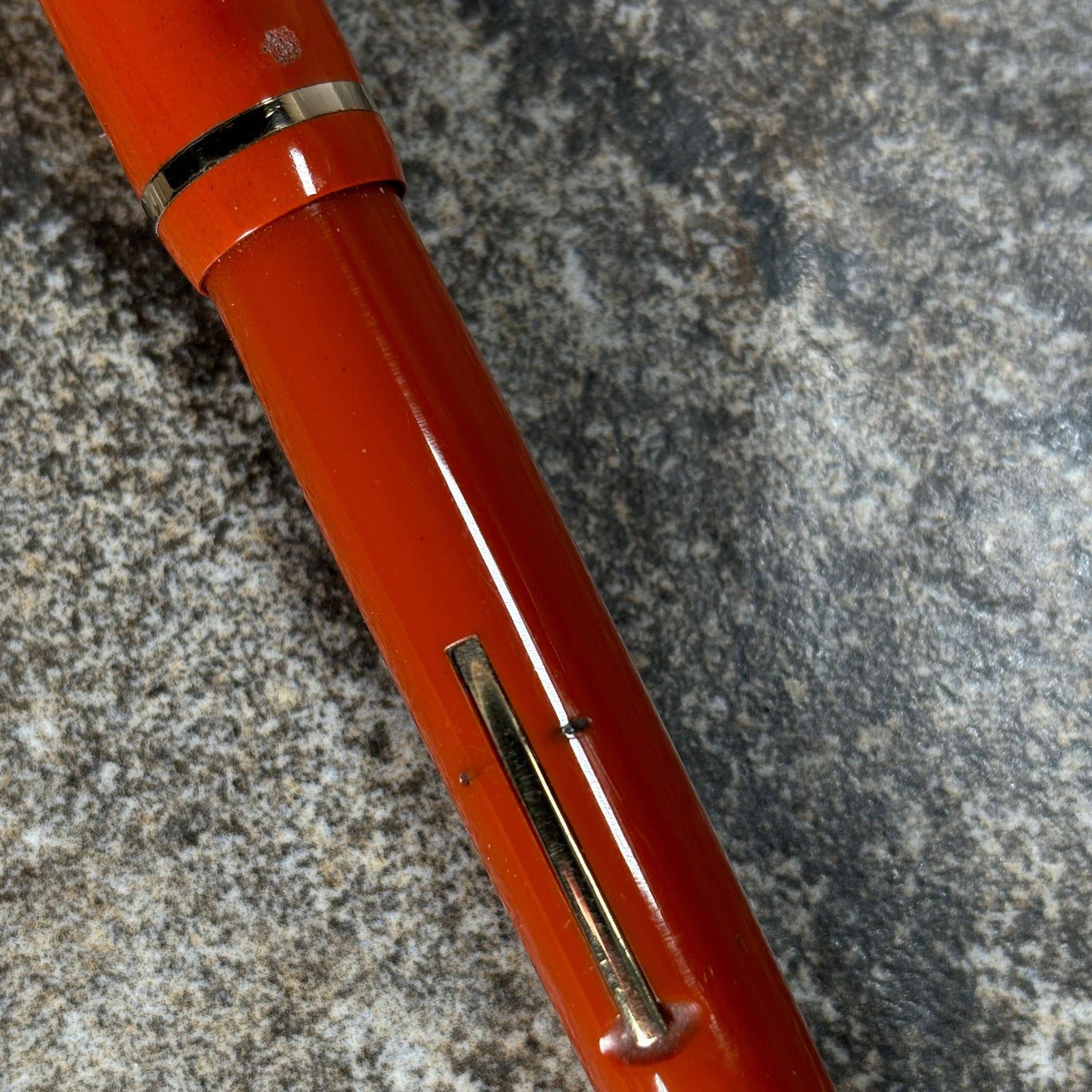 Sheaffer Flat Top 46 Special. Coral with Gold filled trim. Fine #3 14K nib. Ozark Pen Shop