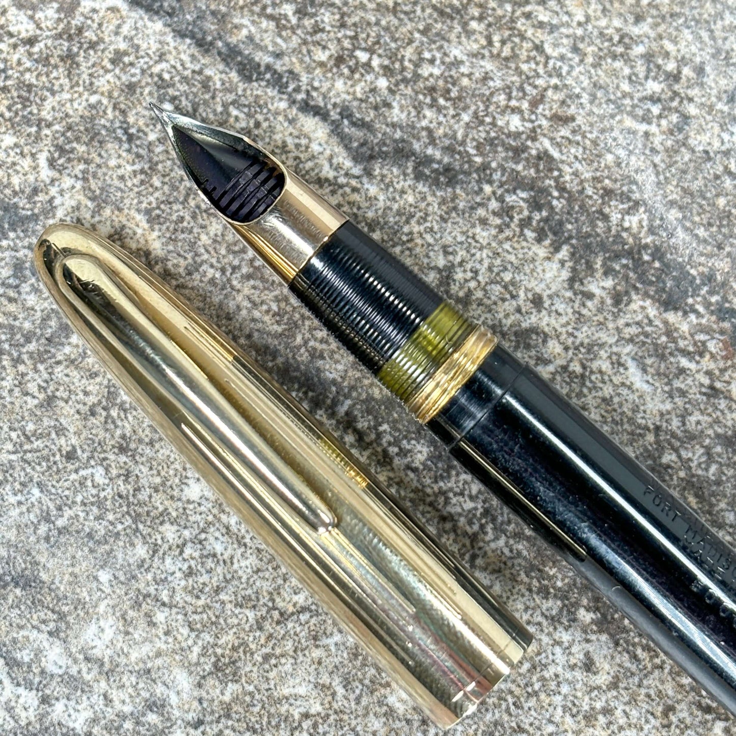 Sheaffer Crest Lever Filler, Black with Gold Filled Cap, Fine 14K Triumph Nib Ozark Pen Shop
