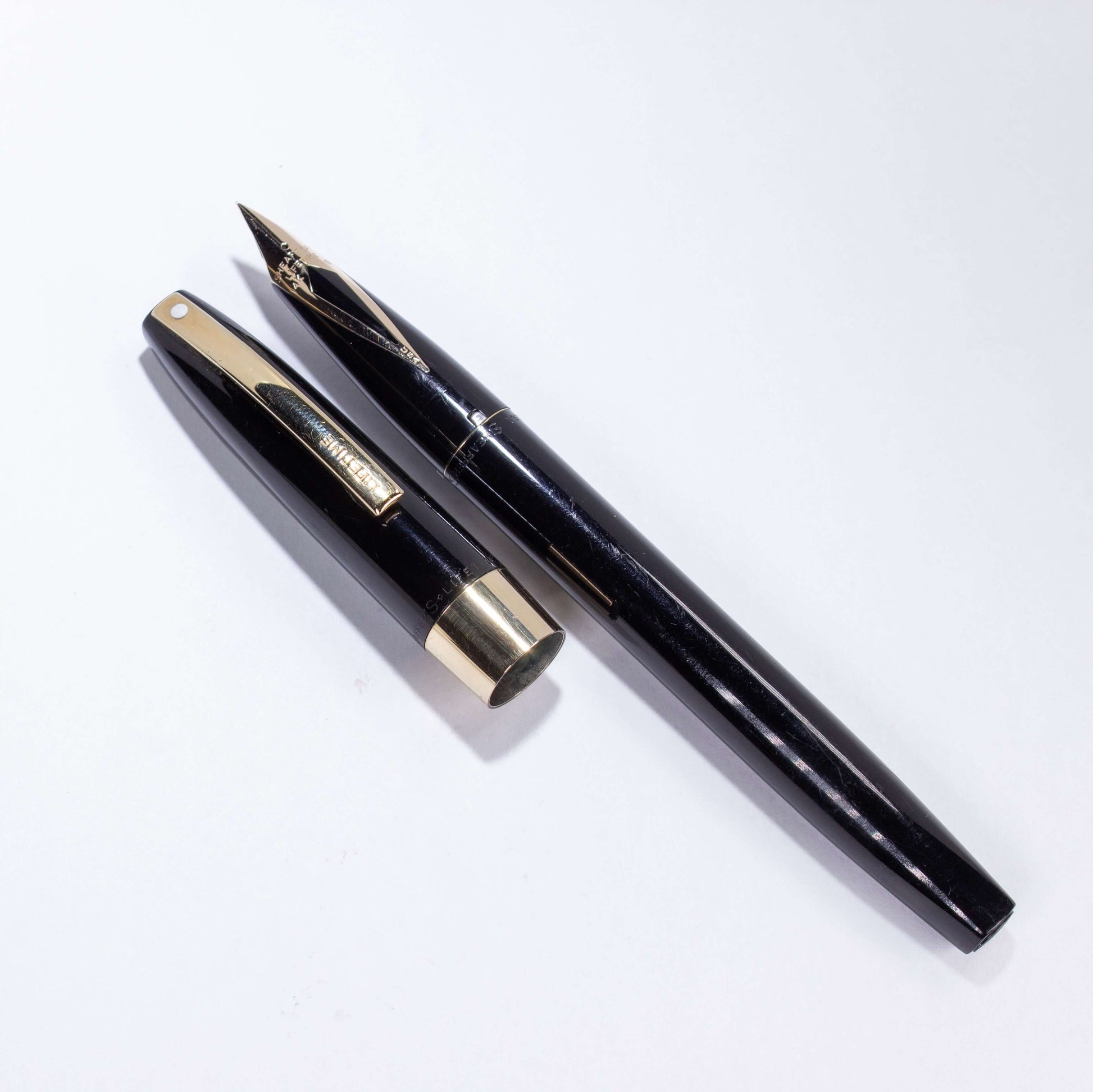 1963 Sheaffer Lifetime Imperial Fountain Pen, Black Cap and Barrel, 14K inlay nib. Sheaffer Lifetime Ozark Pen Shop