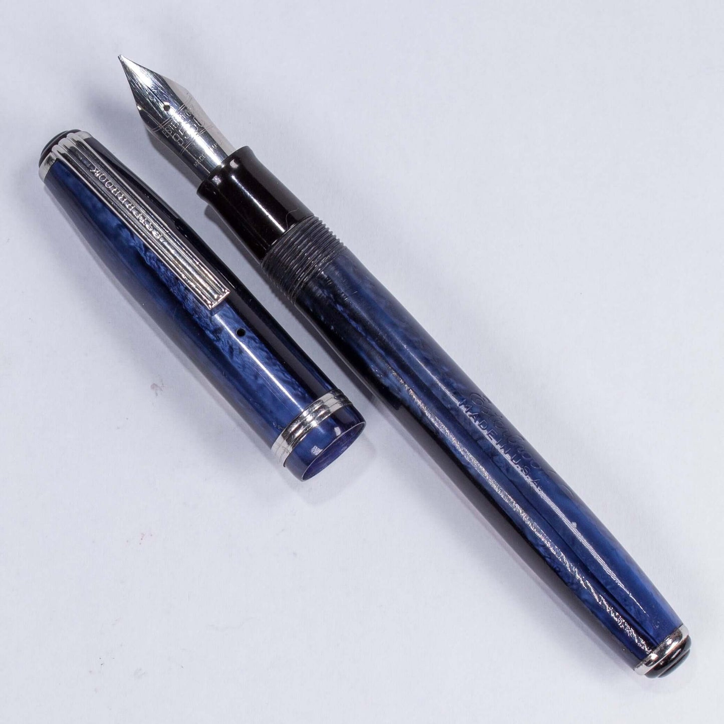 Esterbrook Model SJ Fountain Pen in Cobalt Blue, Restored Lever Filler, #9556 Fine nib, Double Jewel Ozark Pen Shop