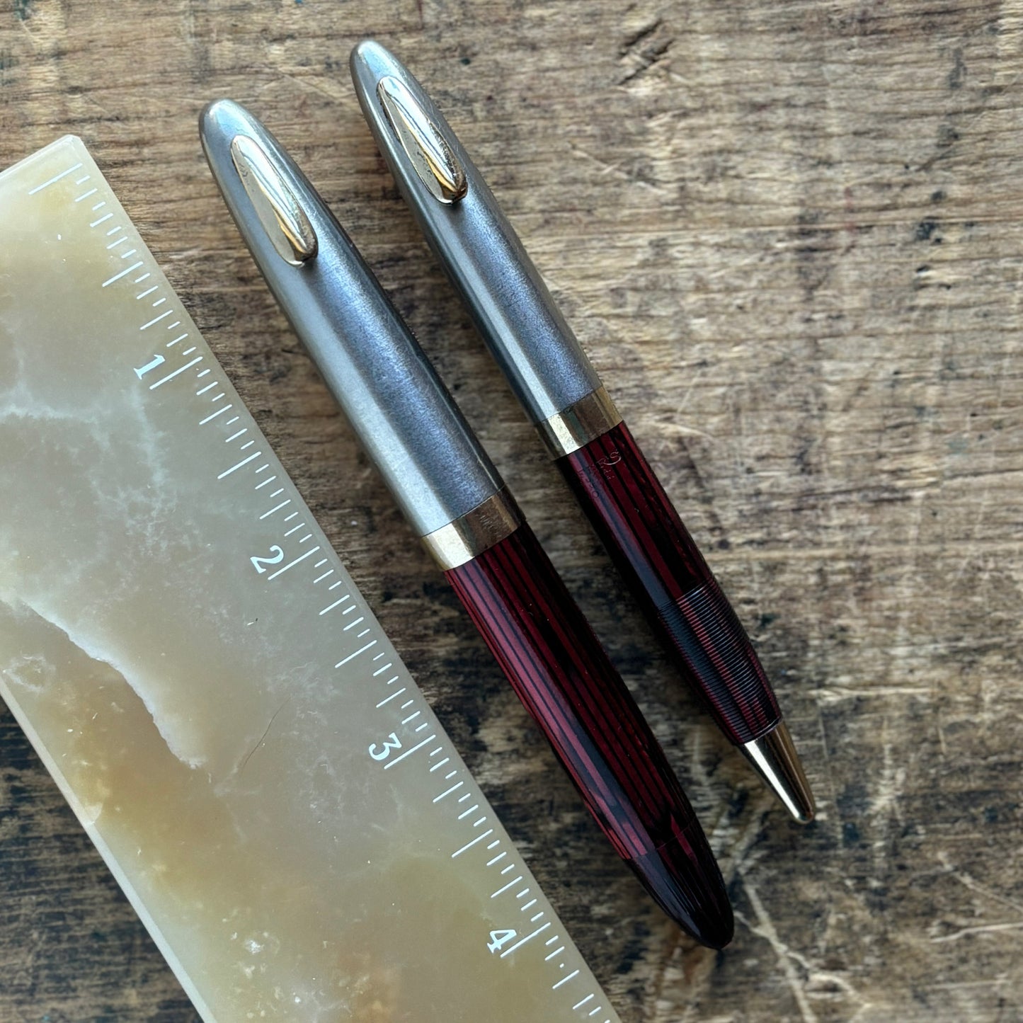 Sheaffer Tuckaway Sentinel Deluxe Pen/Pencil Set, Carmine Red, Two-tone Caps