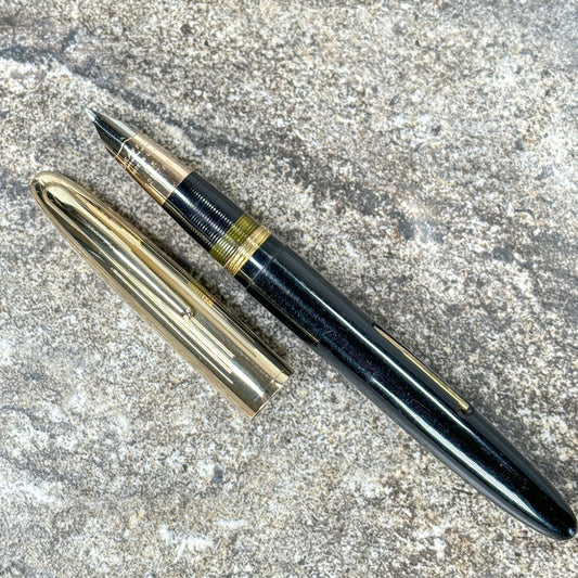 Sheaffer Crest Lever Filler, Black with Gold Filled Cap, Fine 14K Triumph Nib Ozark Pen Shop