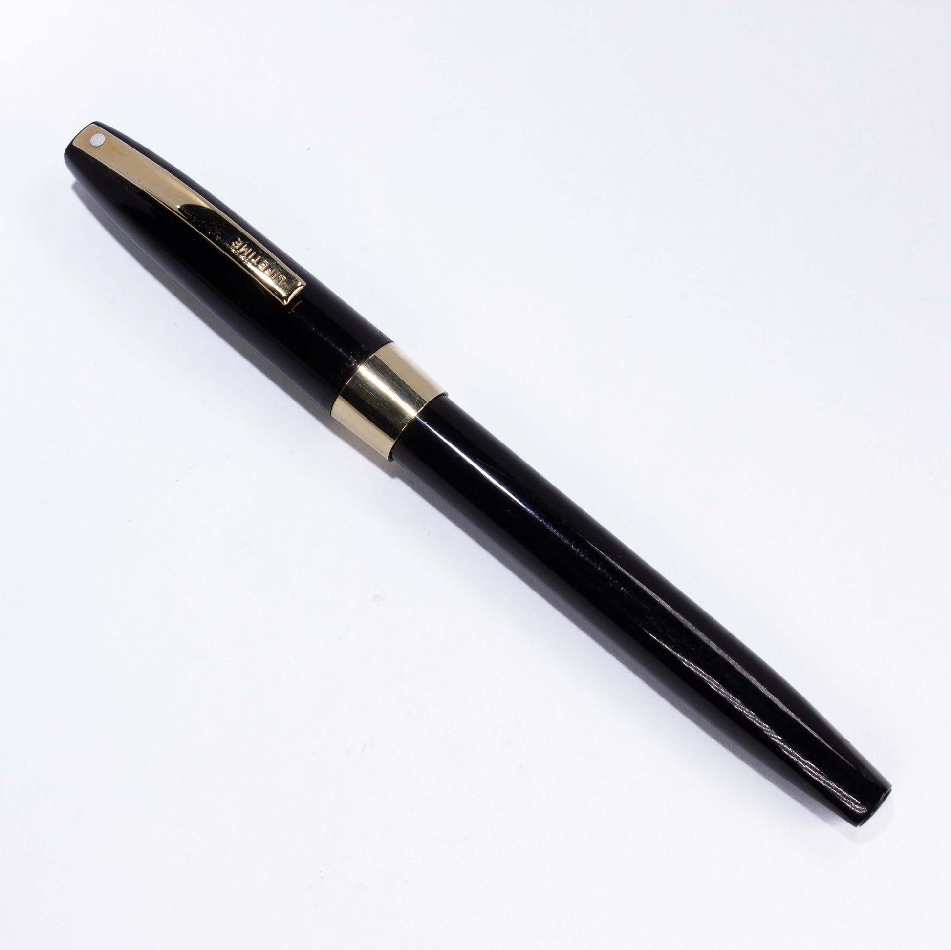 1963 Sheaffer Lifetime Imperial Fountain Pen, Black Cap and Barrel, 14K inlay nib. Sheaffer Lifetime Ozark Pen Shop