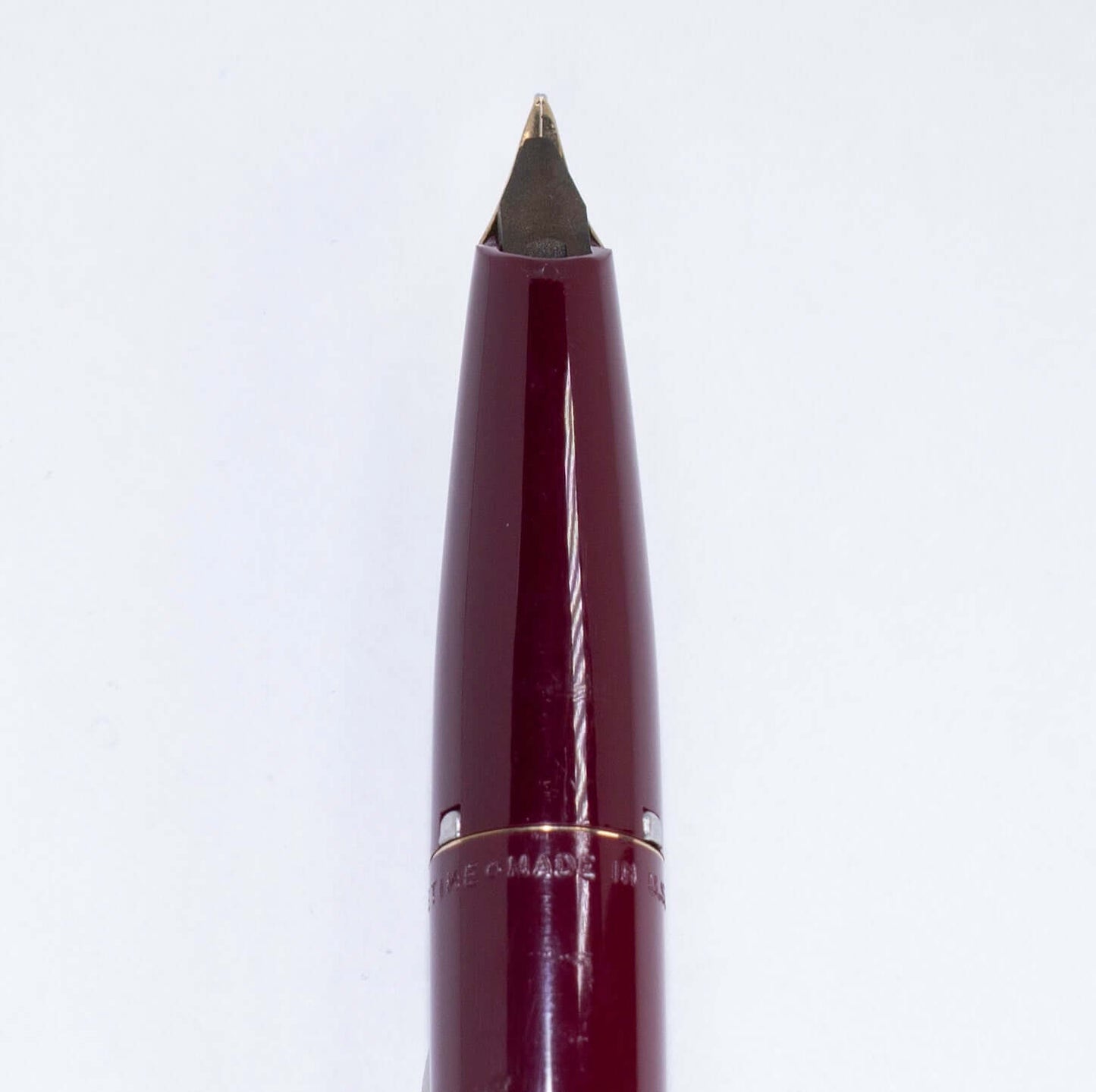1963 Sheaffer Lifetime Imperial Fountain Pen, Burgundy, Two-Tone Cap, 14K inlay nib.  Ozark Pen Shop