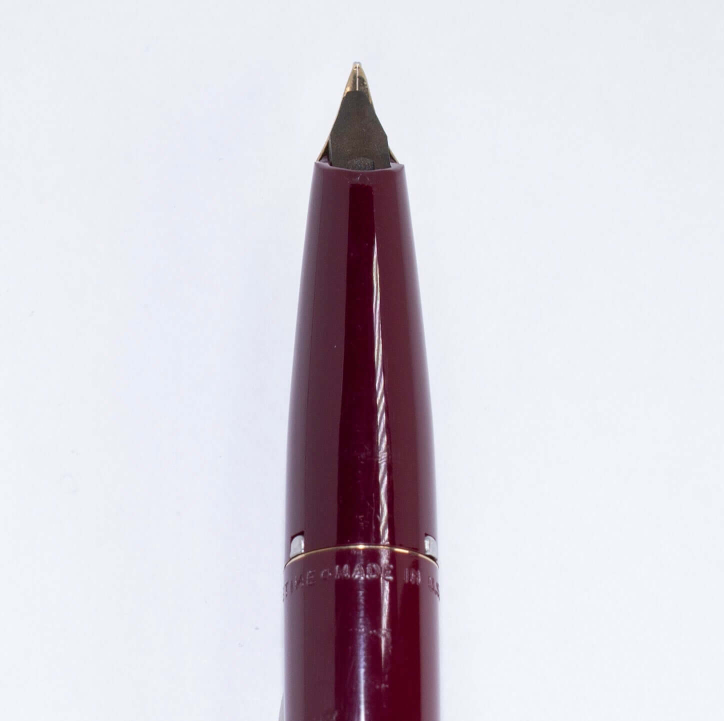 1963 Sheaffer Lifetime Imperial Fountain Pen, Burgundy, Two-Tone Cap, 14K inlay nib.  Ozark Pen Shop