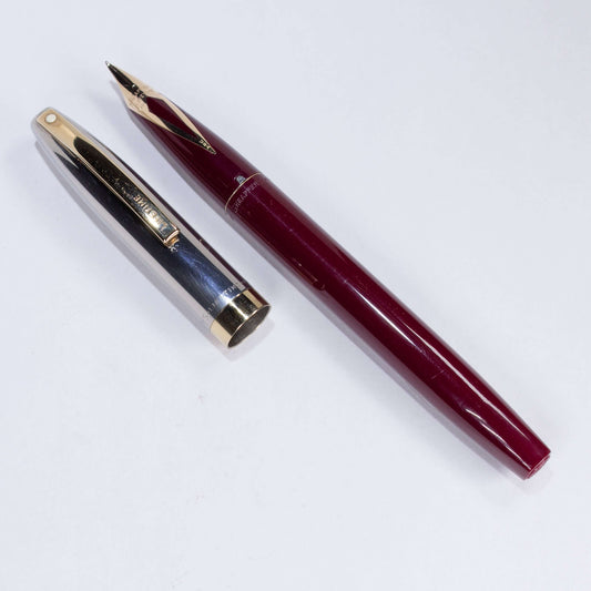 1963 Sheaffer Lifetime Imperial Fountain Pen, Burgundy, Two-Tone Cap, 14K inlay nib.  Ozark Pen Shop