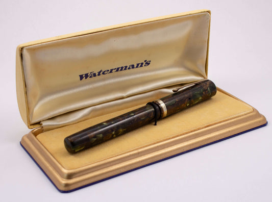 Waterman 94 Restored Fountain Pen, Moss-Agate, Fine Rigid Keyhole Nib Waterman's Ozark Pen Shop