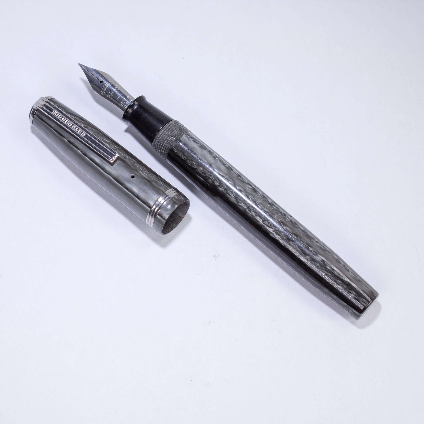 Esterbrook J Fountain Pen, Pearl Grey, Restored, Lever Filler #2668 Medium Nib, Single Jewel Ozark Pen Shop