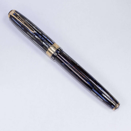 Parker Striped Duofold - "Duovac", Blue Pearl, 14K Gold Fine Parker Nib Ozark Pen Shop