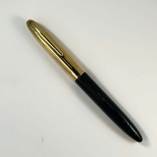 Sheaffer Crest Fountain Pen, Black with Gold Filled Cap, Two-tone 14K Fine nib