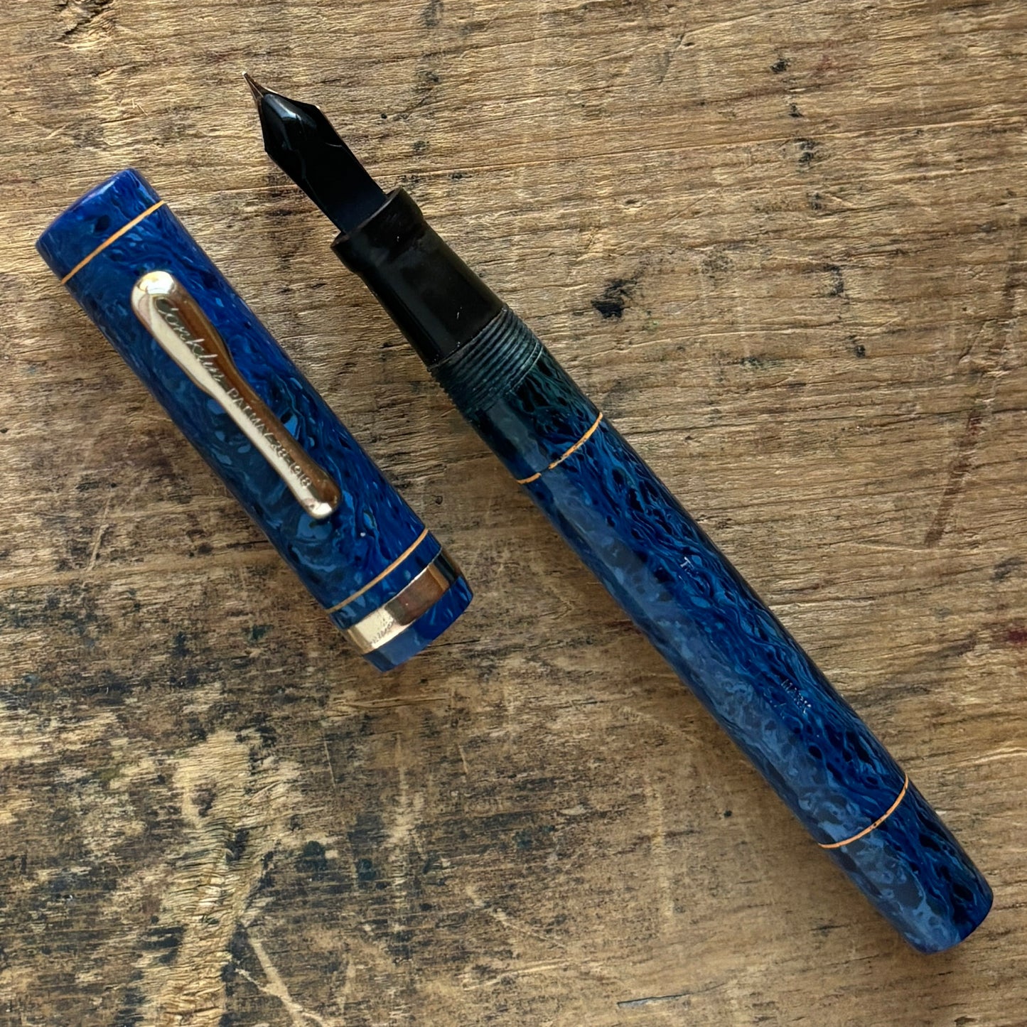 Conklin Endura Imperial, Lapis Blue Lever-Filler, Restored, 14K Fine Conklin nib.