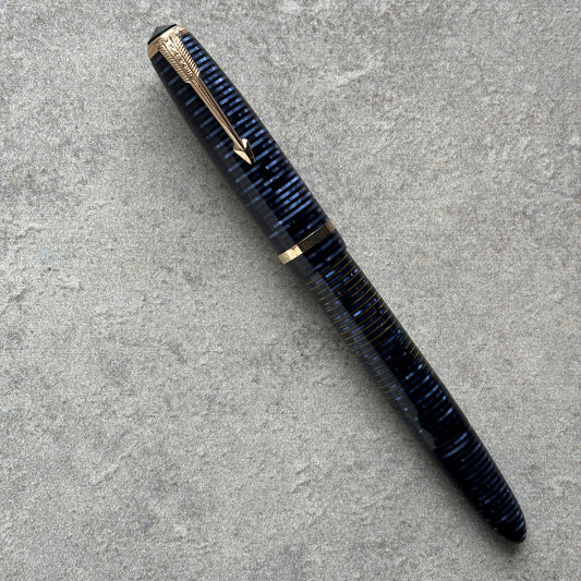 Parker Vacuumatic Debutante, Fine 14K Parker Nib, Azure Blue Pearl