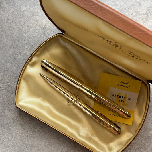 Parker 51 Signet Fountain Pen/Pencil set, Gold- filled barrel, cap and trim