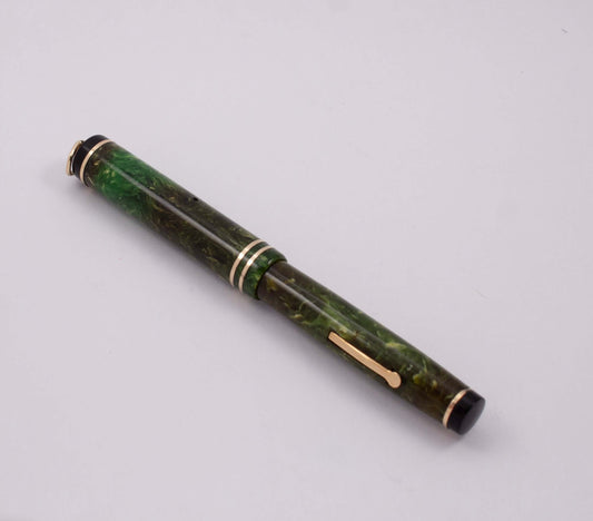 Wahl Eversharp Fountain Pen, Jade Green, Ring top, Lever Filler, 14k Gold Fine Nib Ozark Pen Shop